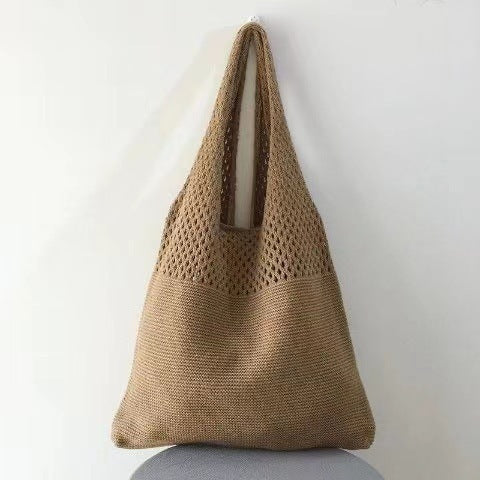 Handwoven Knit Shoulder Large Capacity Crochet Everyday Tote Bag