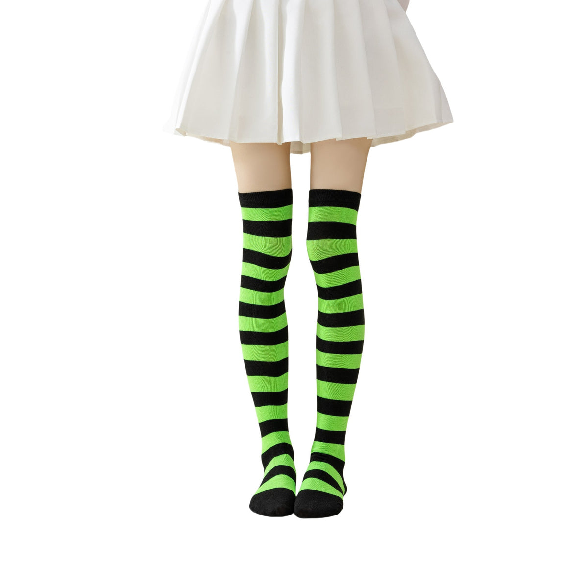 Halloween Bold Striped Thigh-High Colorful Over-the-Knee Costume Stockings