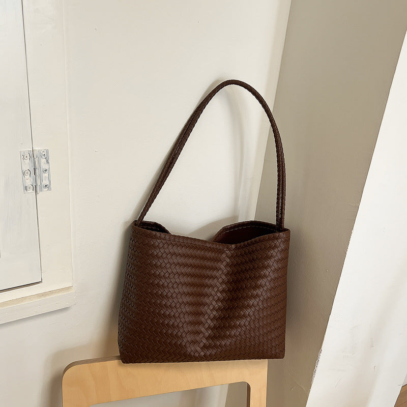 Classic Minimalist Woven Hobo Shoulder Bag with Matching Pouch