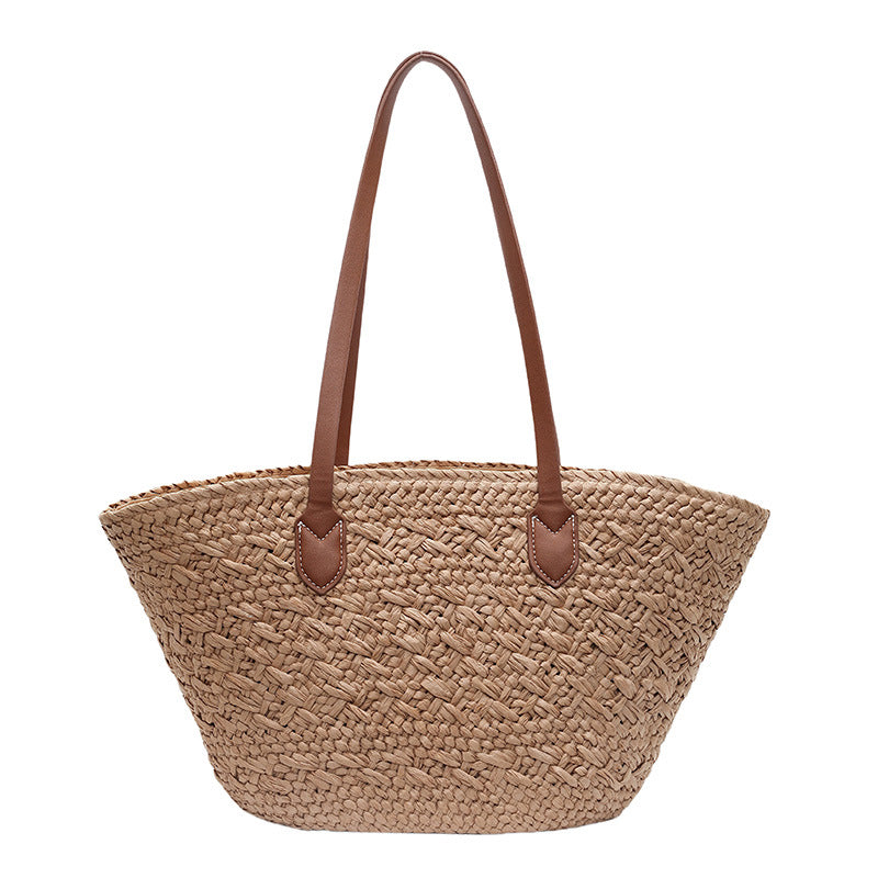 Women Relaxed Large Straw 2026 Casual Beach Handheld Shoulder Tote Bag