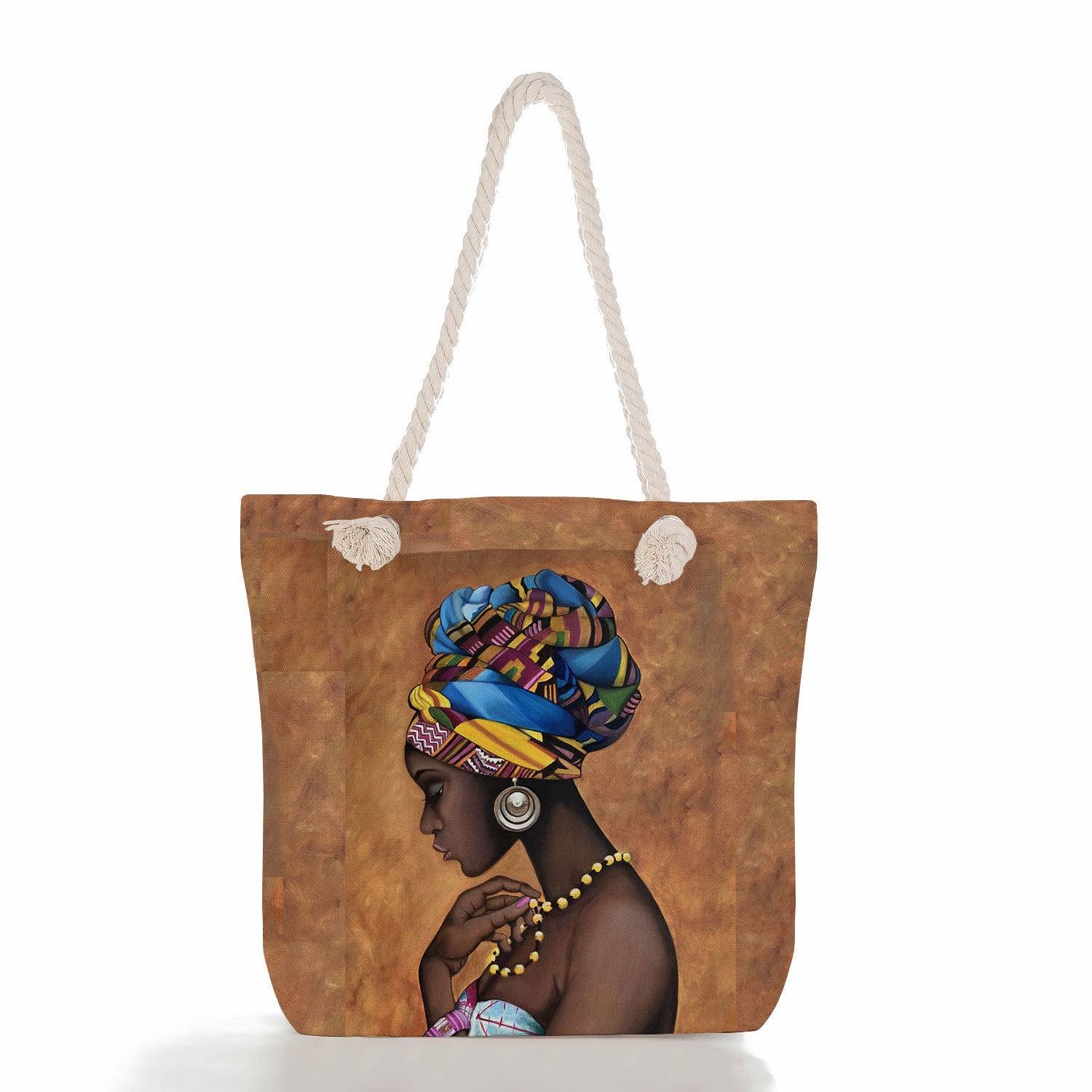 High-End Ethnic Canvas Hemp Rope Armpit Tote