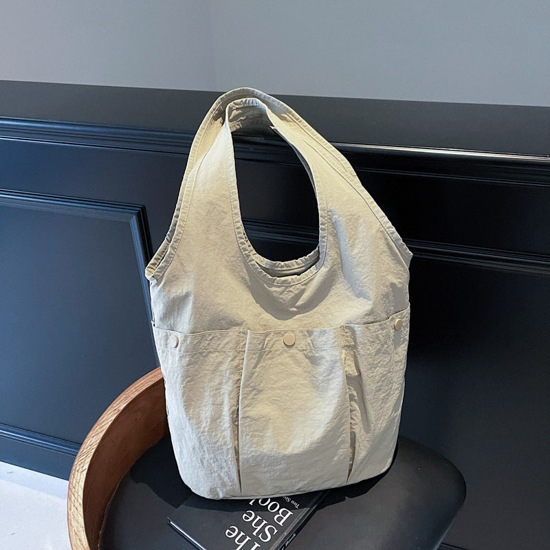 2026 Solid Large Capacity Multi-Pocket Shoulder Tote Bag