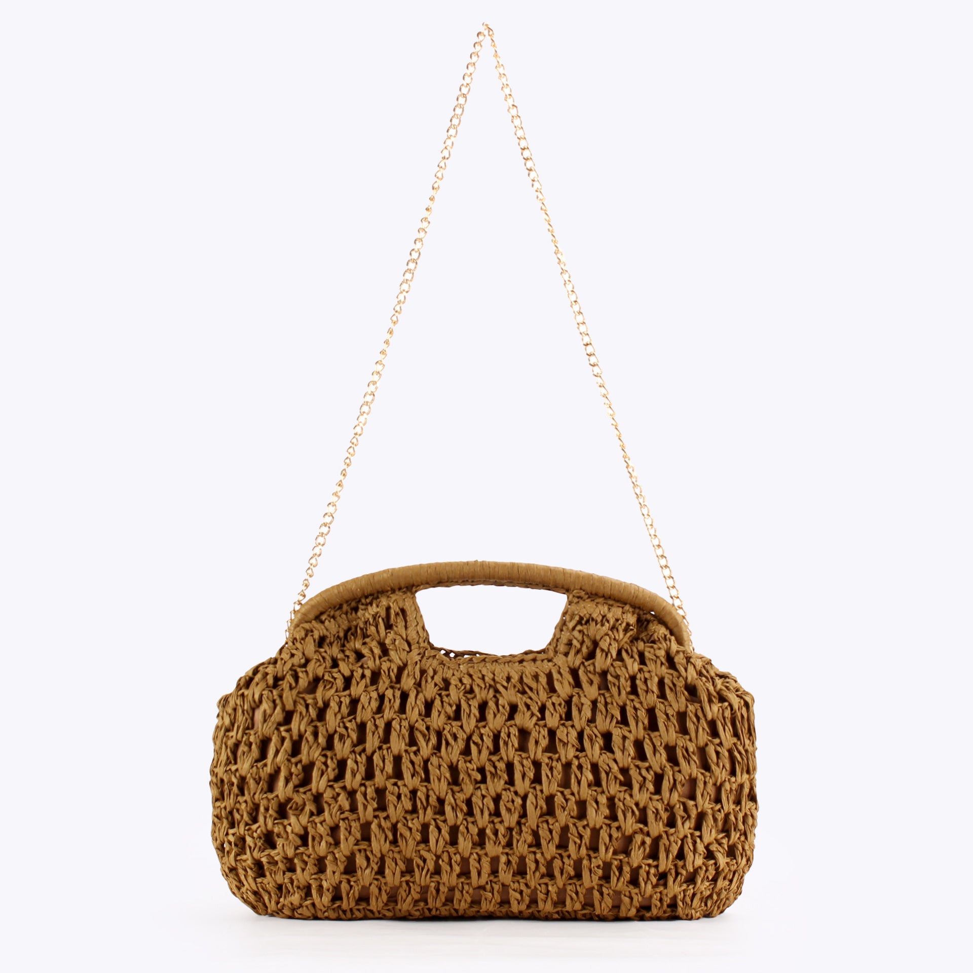 Woven Paper Clutch Convertible Chain Crossbody Bag