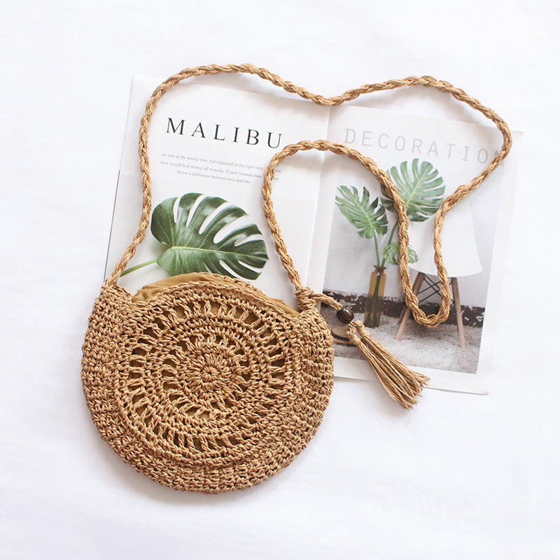 Women Shoulder & Crossbody Handmade Hollow Out Tassel Woven Bag