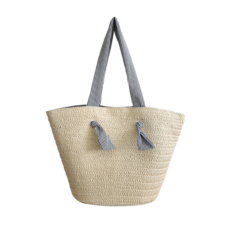 Single-Shoulder Paper-Braided Straw Beach Tote