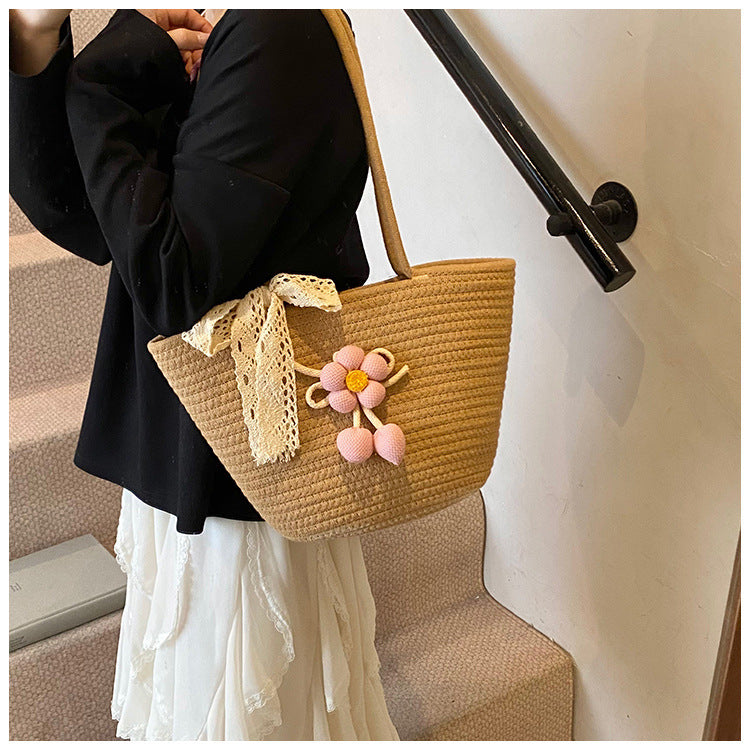 Large Capacity Hand-Woven Tote Crossbody Bag