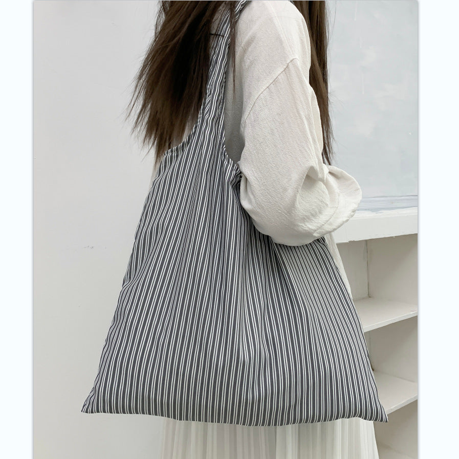 2026 Summer New Model Large Capacity Striped Armpit Bag Solid Color Blank Bag Simple Versatile Shoulder Bag For Women