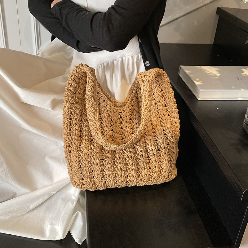 Women Cotton Rope Woven Hobo Purse Crochet Shoulder Bag