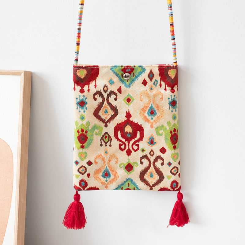 2026 Spring Summer New Ethnic Artistic Phone Crossbody Cloth Bag