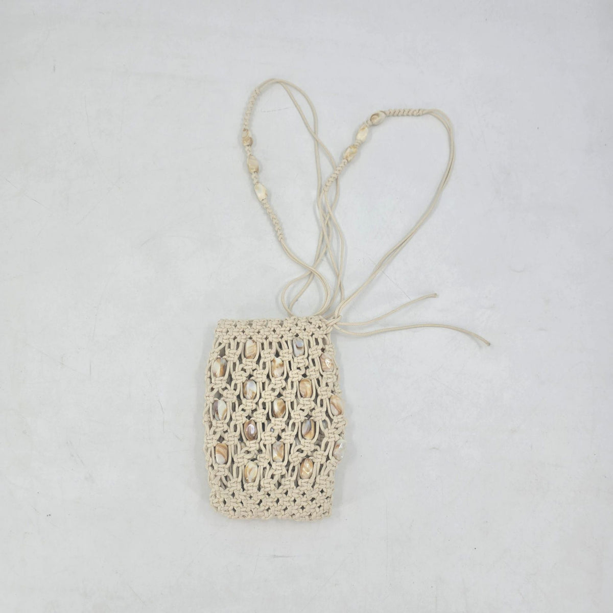 Beaded Openwork Woven Vertical Phone Crossbody Bag