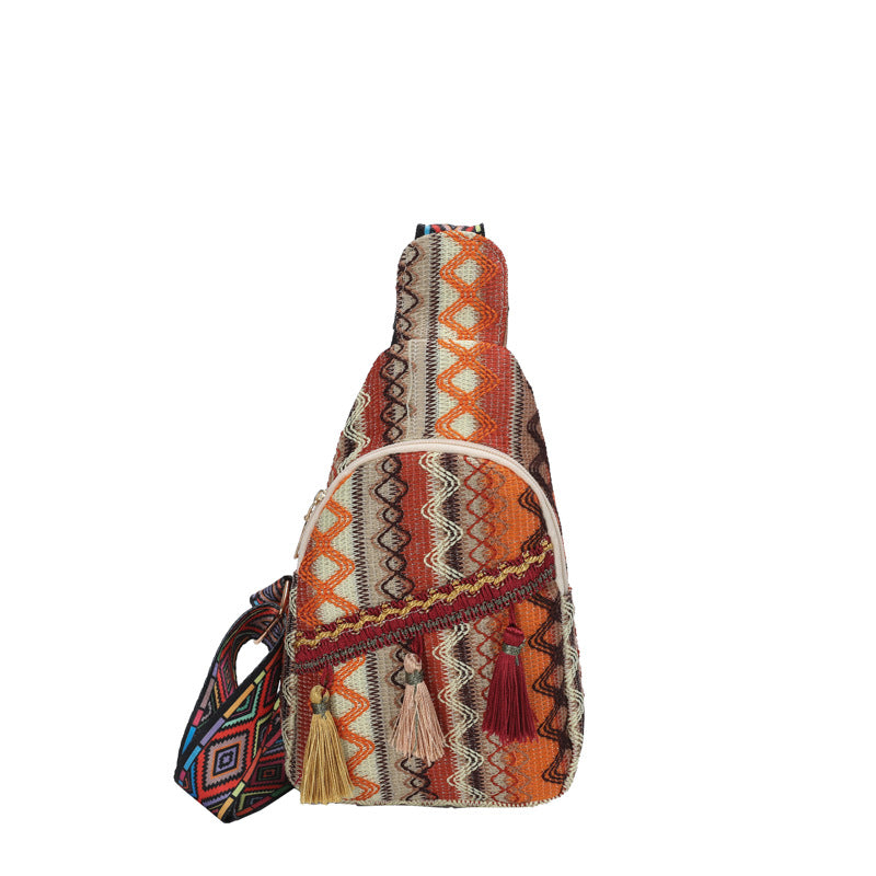 Ethnic Tassel Chest Crossbody Bag