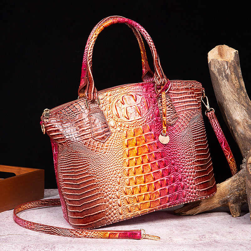Portable Crossbody Retro Multi-Color Crocodile Pattern Bag