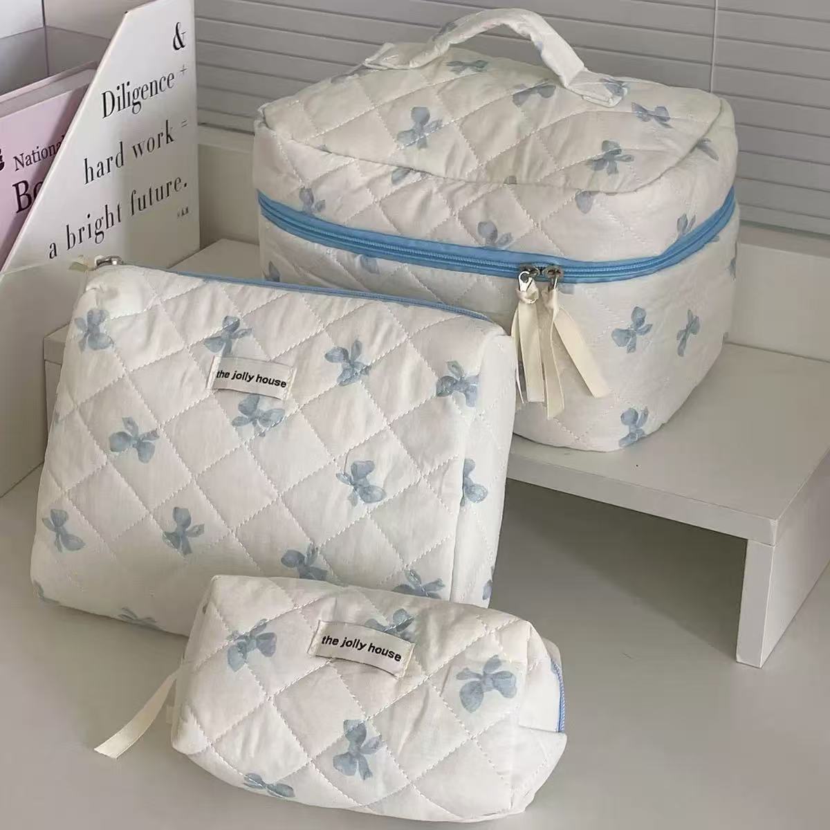 Multi-Pattern Palace Quilted Cosmetic Clutch and Octagonal Set