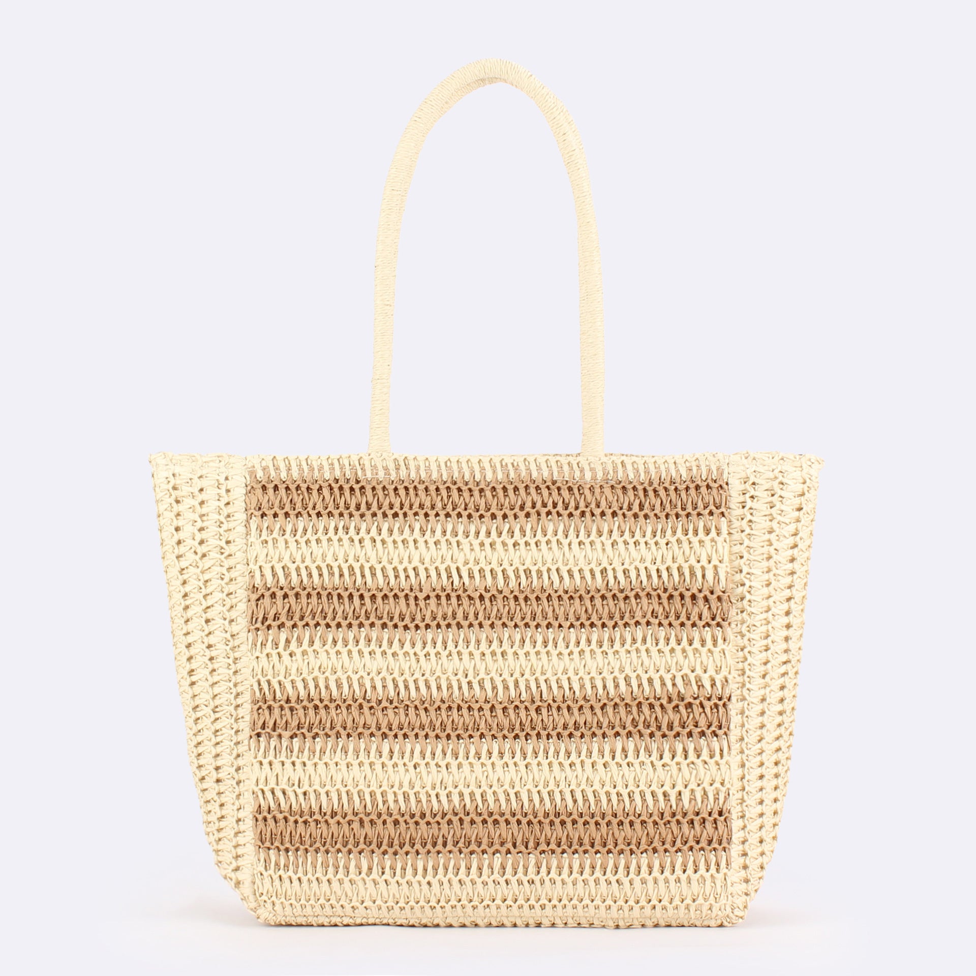 Striped Handmade Straw Tote Bag