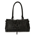 Structured PU Leather Shoulder Tote Bag with Rivet Detail