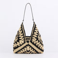Women Retro Ethnic Paper Rope Woven Large Capacity Commuter Shoulder Bag