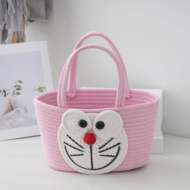 Cartoon Cotton Rope Woven Tote Bag