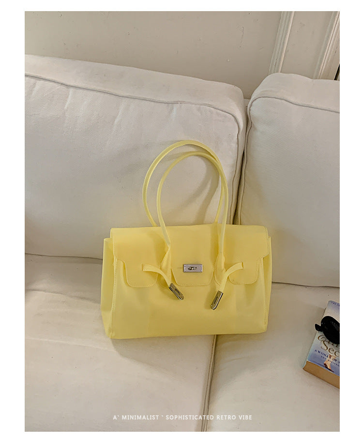 Chic PVC Tote Bag with Metal Lock Detail