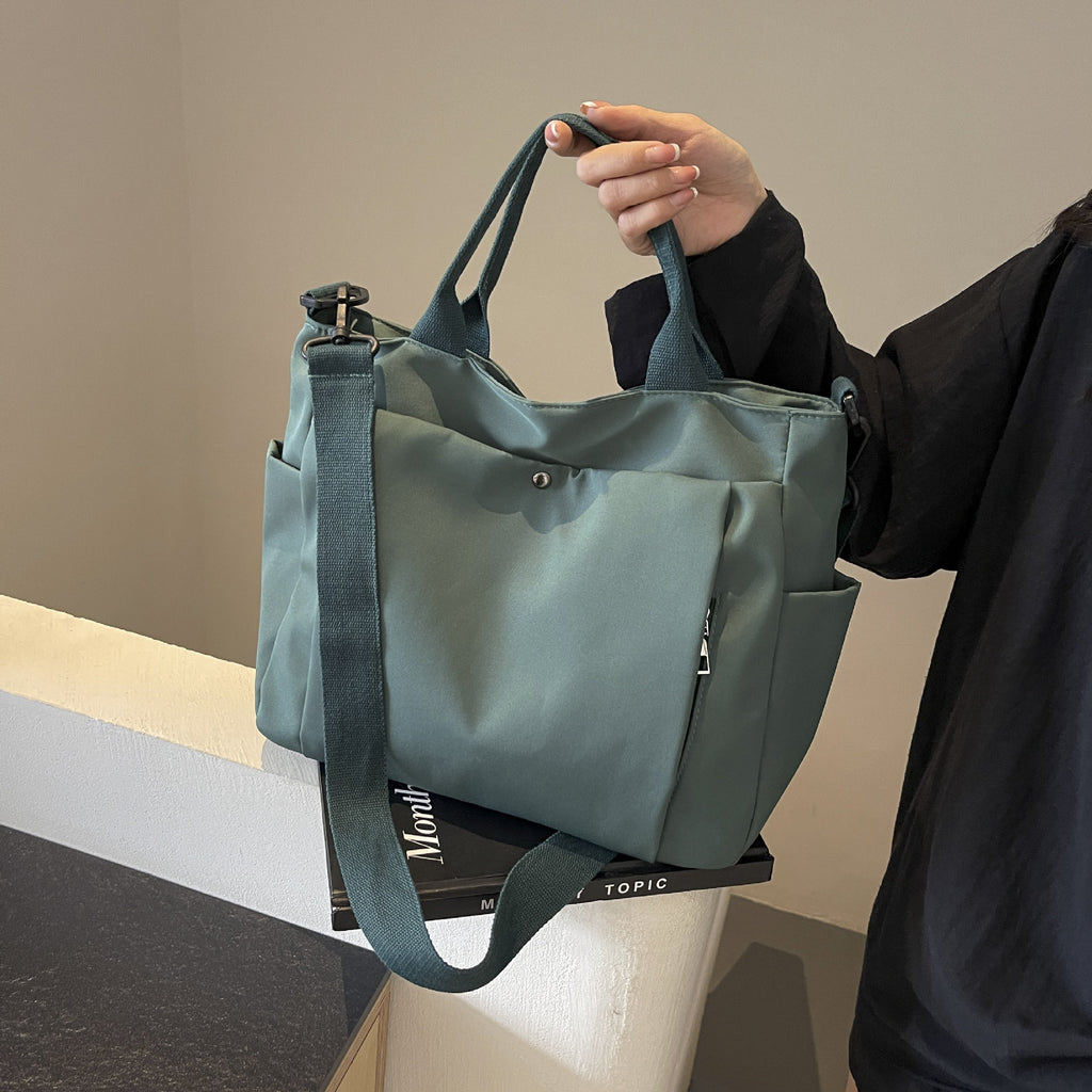 Large-Capacity Multi-Pocket Convertible Nylon Shoulder Tote Bag