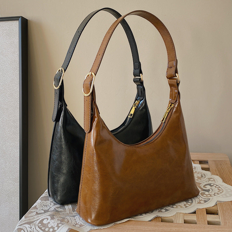 Minimalist PU Shoulder Bag with Modern Hobo Silhouette