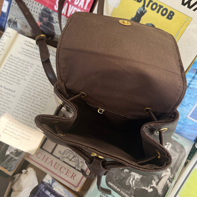 Retro Brown Backpack Simple Versatile Shoulder Bag