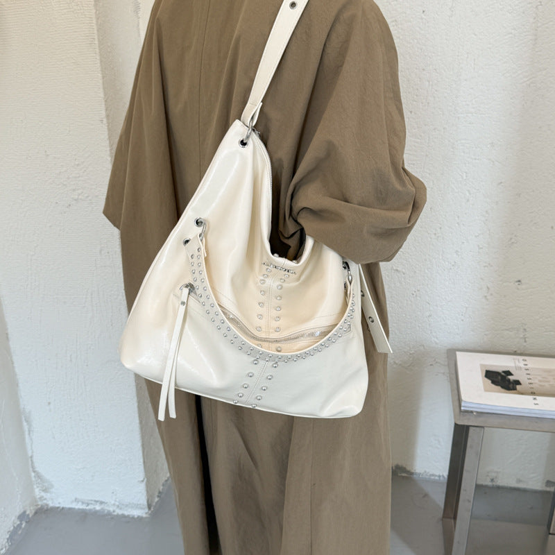 Vintage Studded PU Hobo Shoulder Bag
