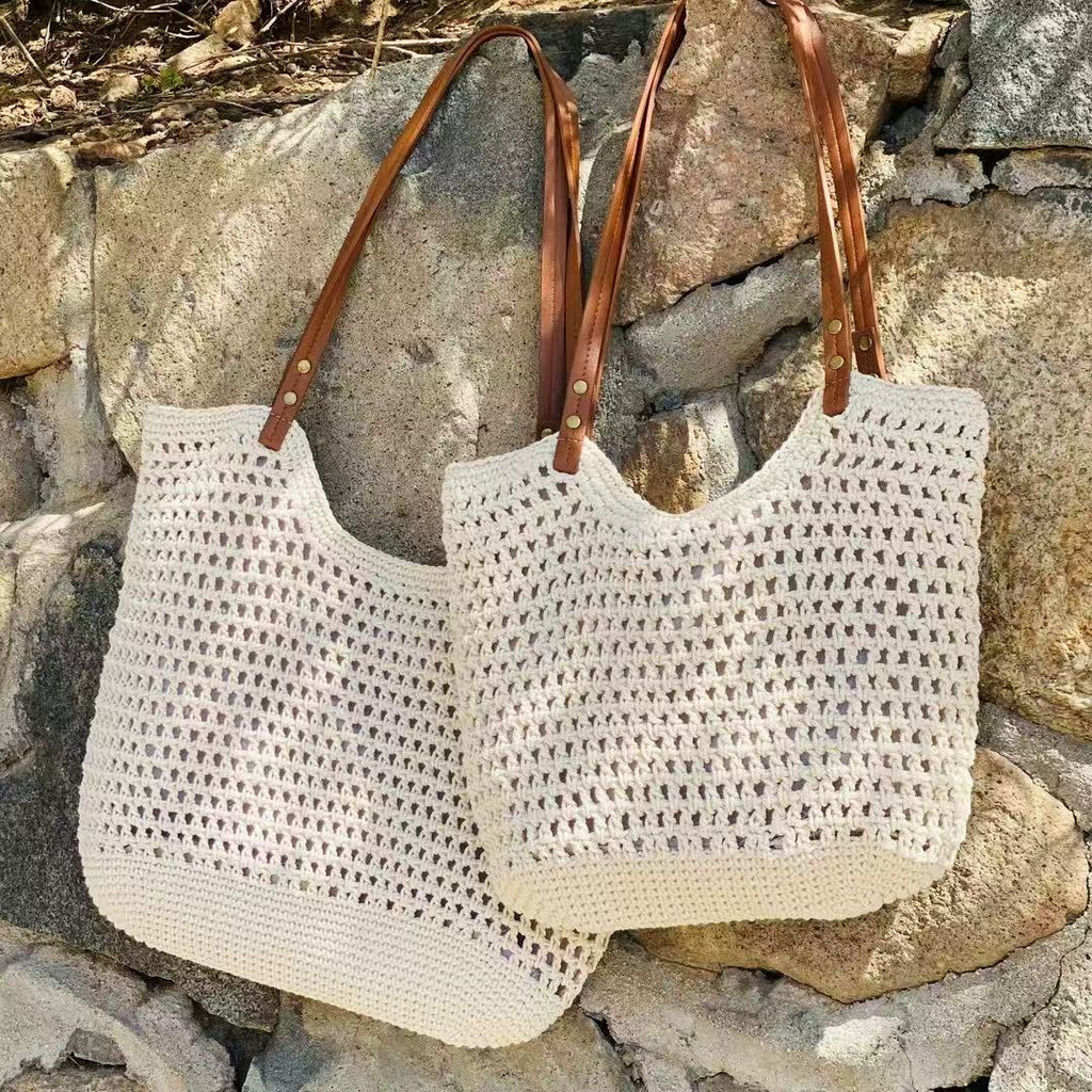 Lightweight Fishnet Knitted Shoulder Tote Bag