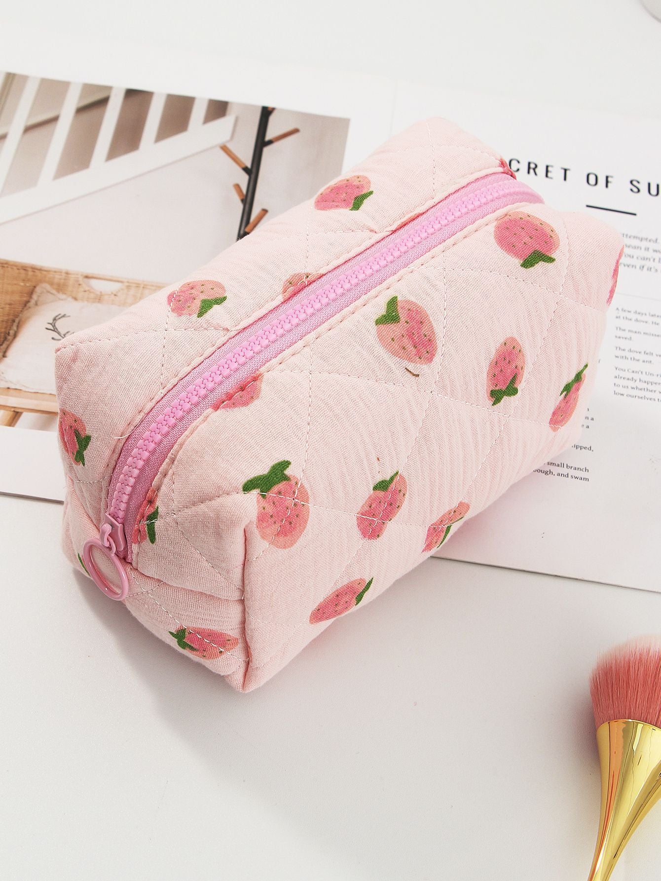 Quilted Cotton Large Capacity Cosmetic Toiletry Bag