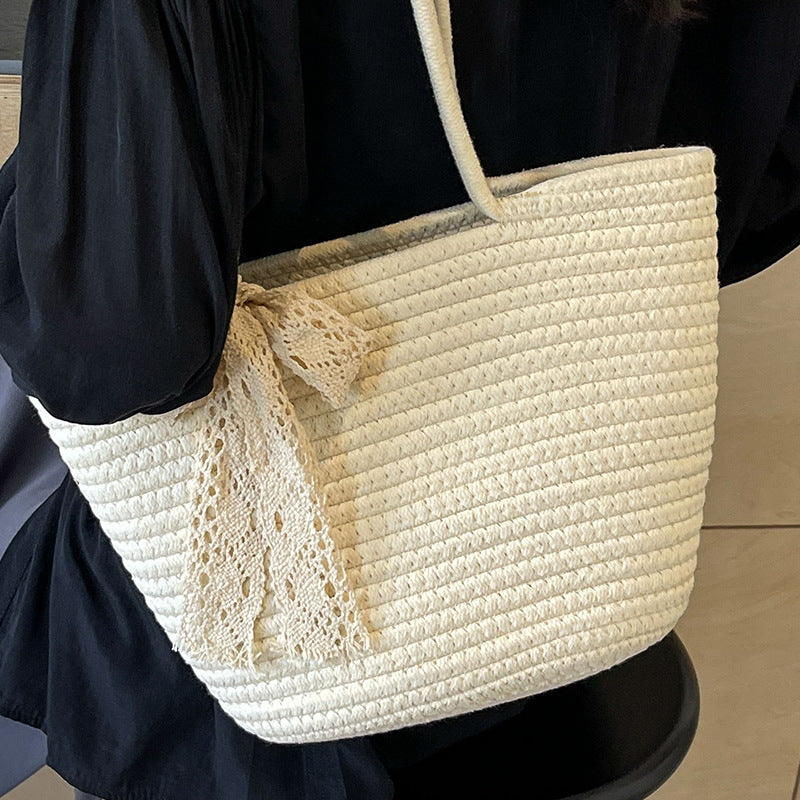 Large Capacity Hand-Woven Tote Crossbody Bag