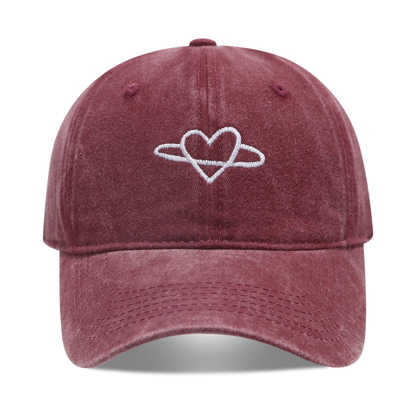 Literary Retro Embroidered Love Soft Peaked Cap