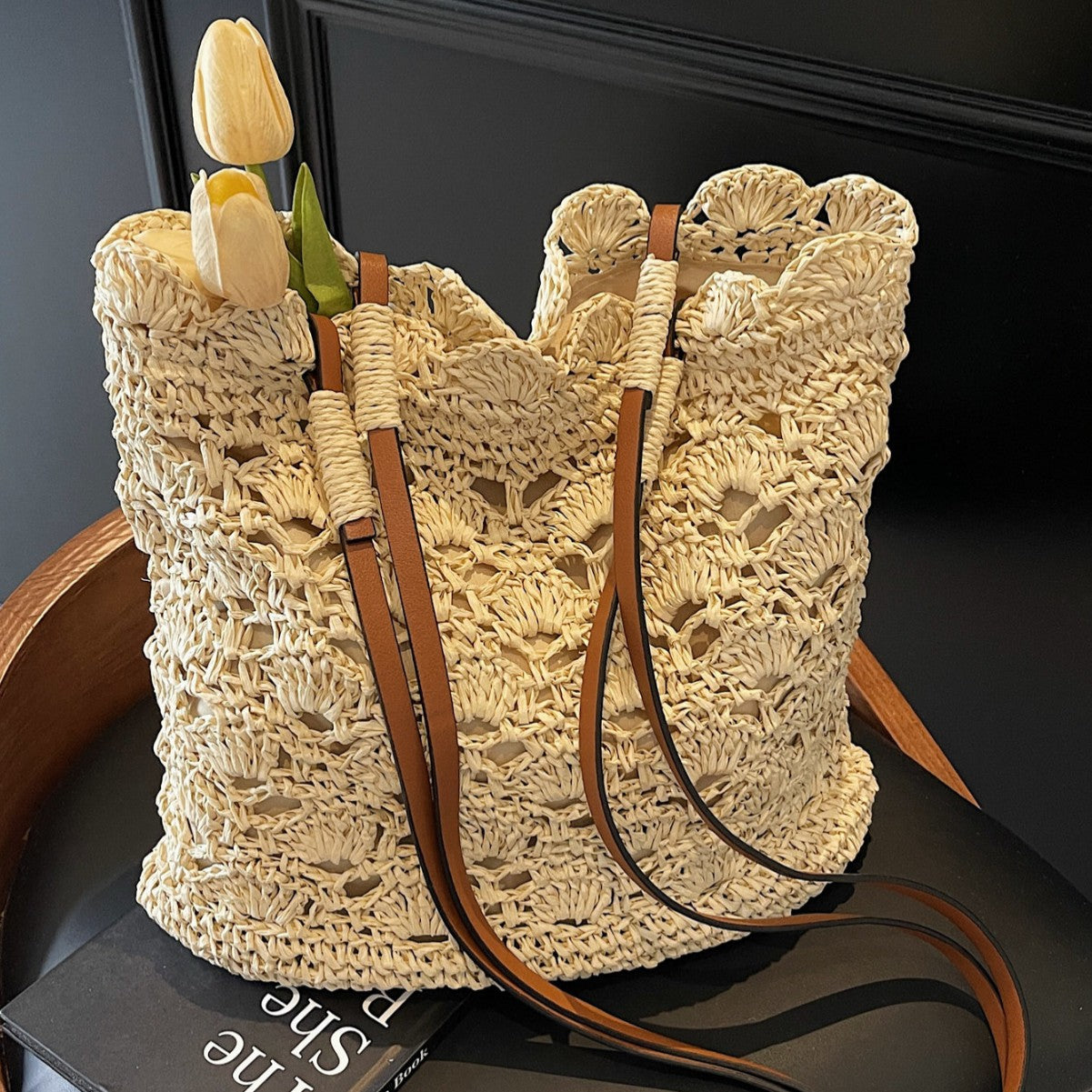 Women 2026 New Forest Crochet Shoulder Artistic Handheld Straw Beach Bag