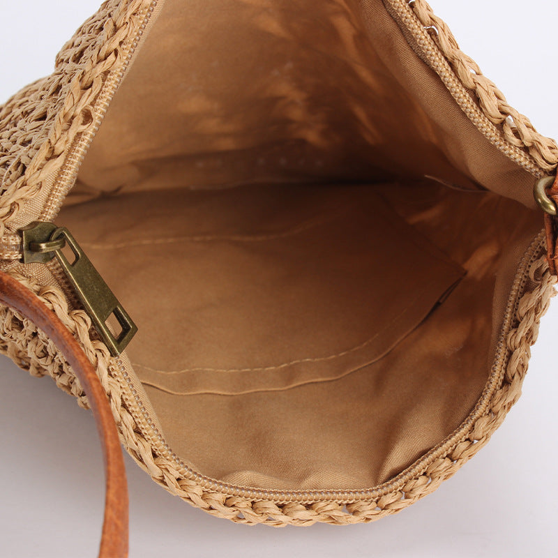Hollow Paper Rope Woven Crossbody Bag, Summer Beach Vacation Handmade Bag