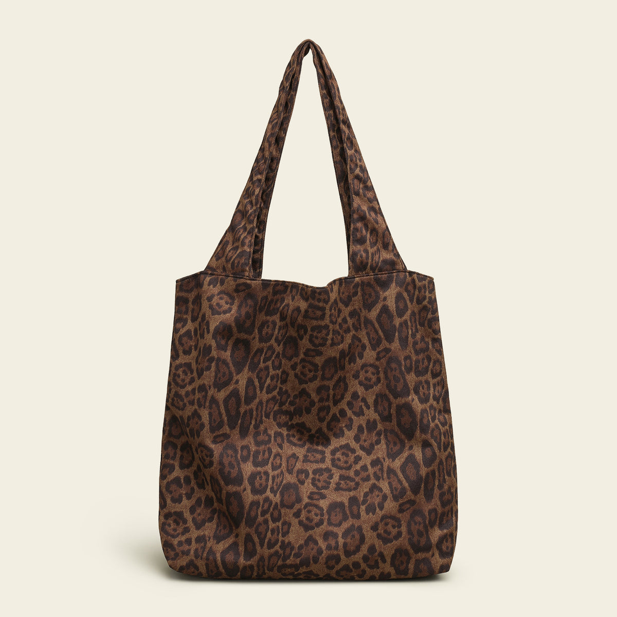 Retro Leopard Print Slouchy Canvas Shoulder Bag