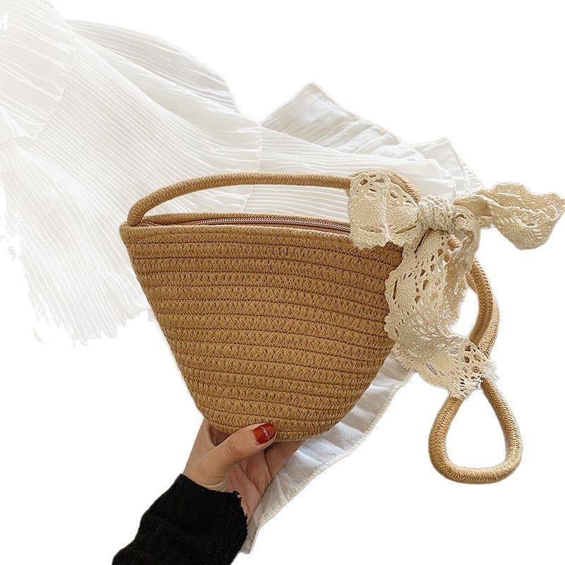 Women Woven Straw 2026 New Trendy Fashion Crossbody Beach Bucket Bag