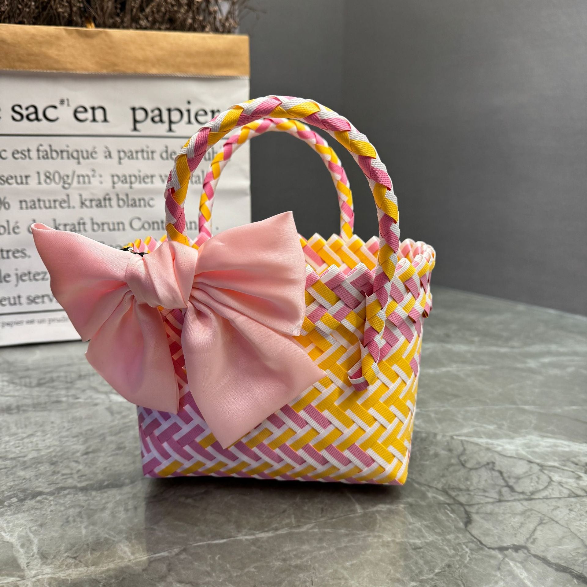 Plastic Woven Beach Basket Bag