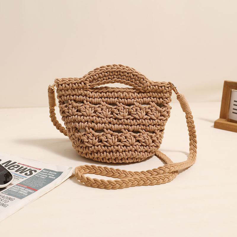 Crossbody Cotton Woven New Cute Handheld Hollow Straw Beach Bag