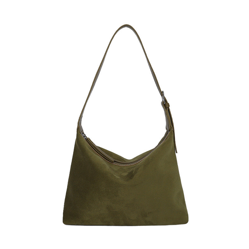 Minimalist Suede Hobo Bag with Adjustable Strap and Zipper