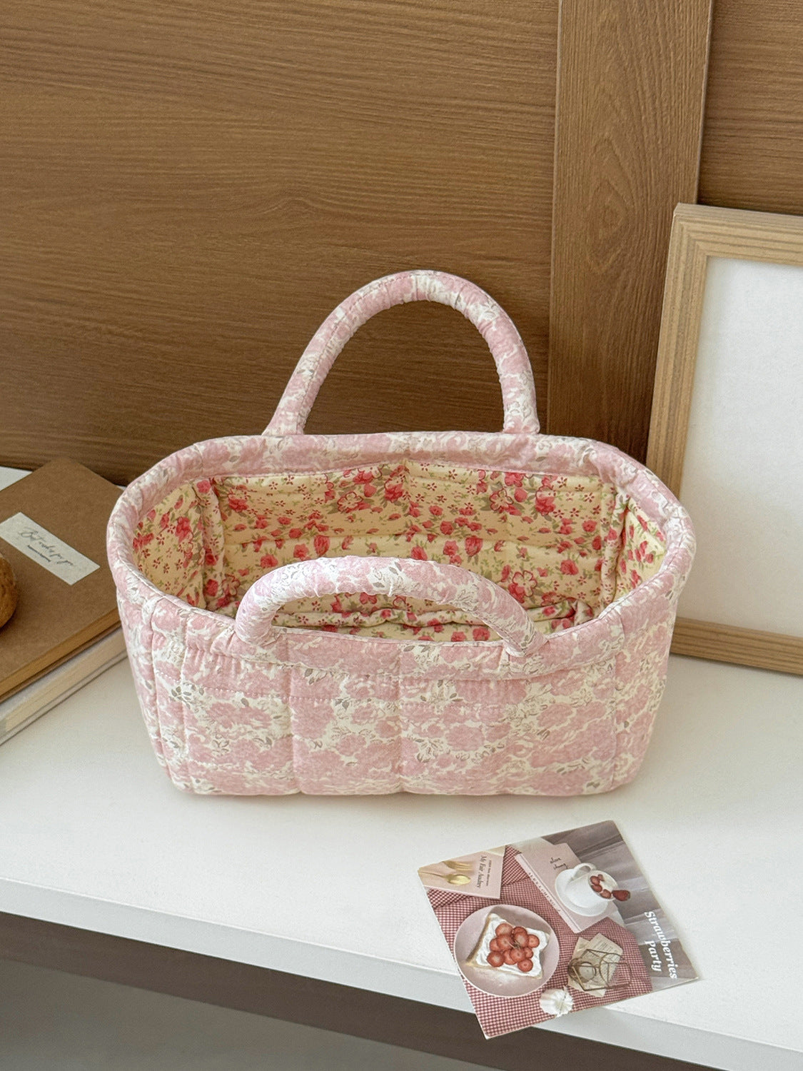 Pastoral Floral Desktop Organizer Basket