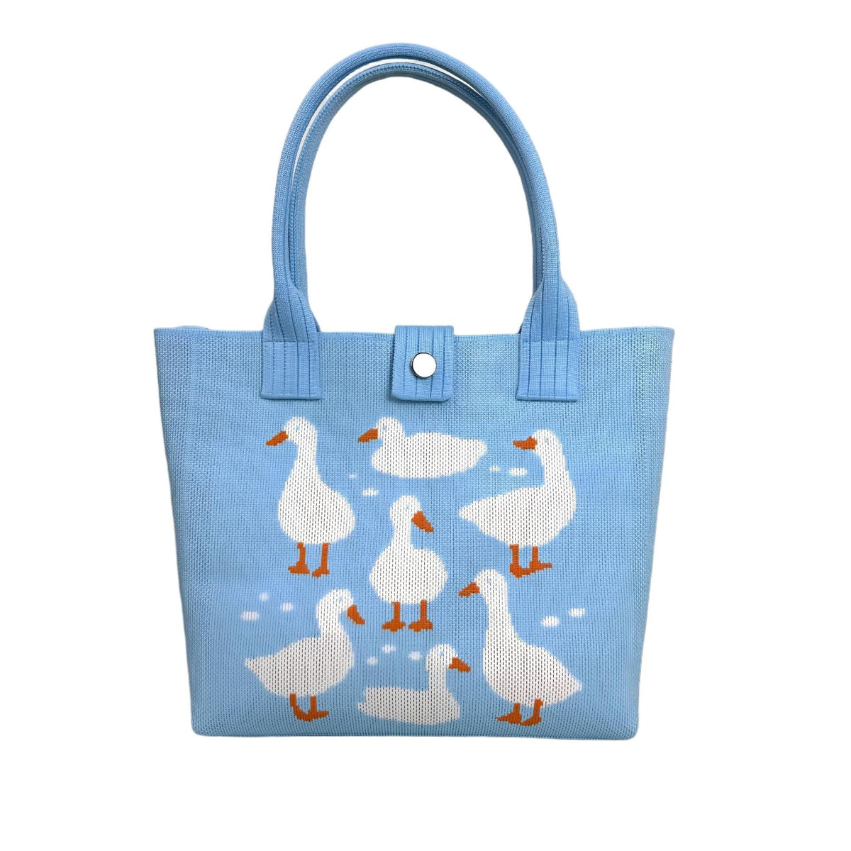 Boho Geometric Pattern Snap Closure Knit Tote Bag