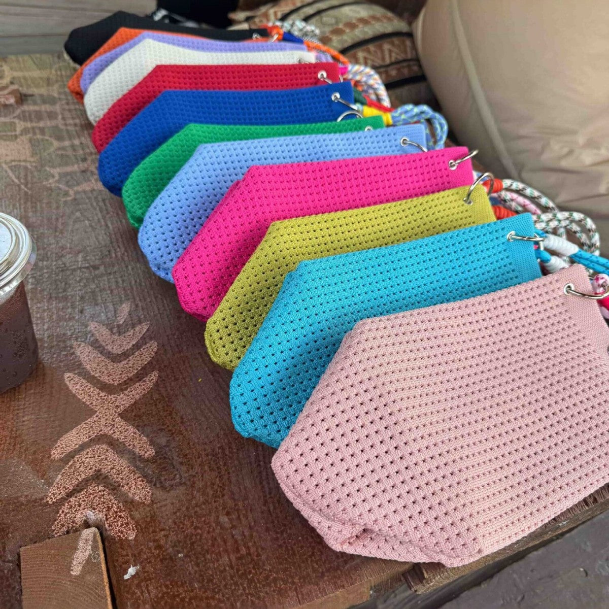 Colorful Crochet Knit Rope Handle Tote Bag