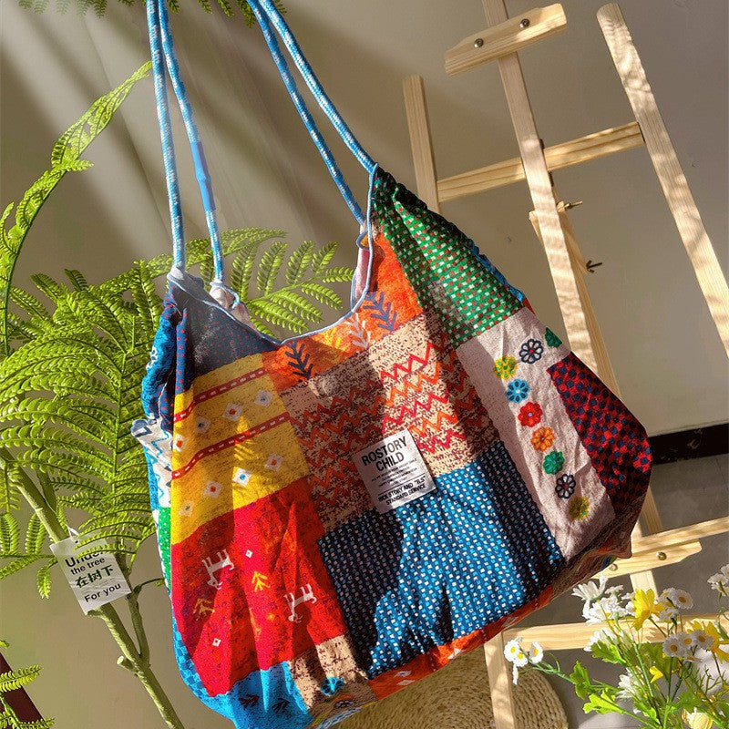 Cross-Border Bags, Bangkok, Thailand, Nepali Printed Cloth Bag, Large-Capacity Casual Shoulder Bag, Lazy Style Tote Bag For Women