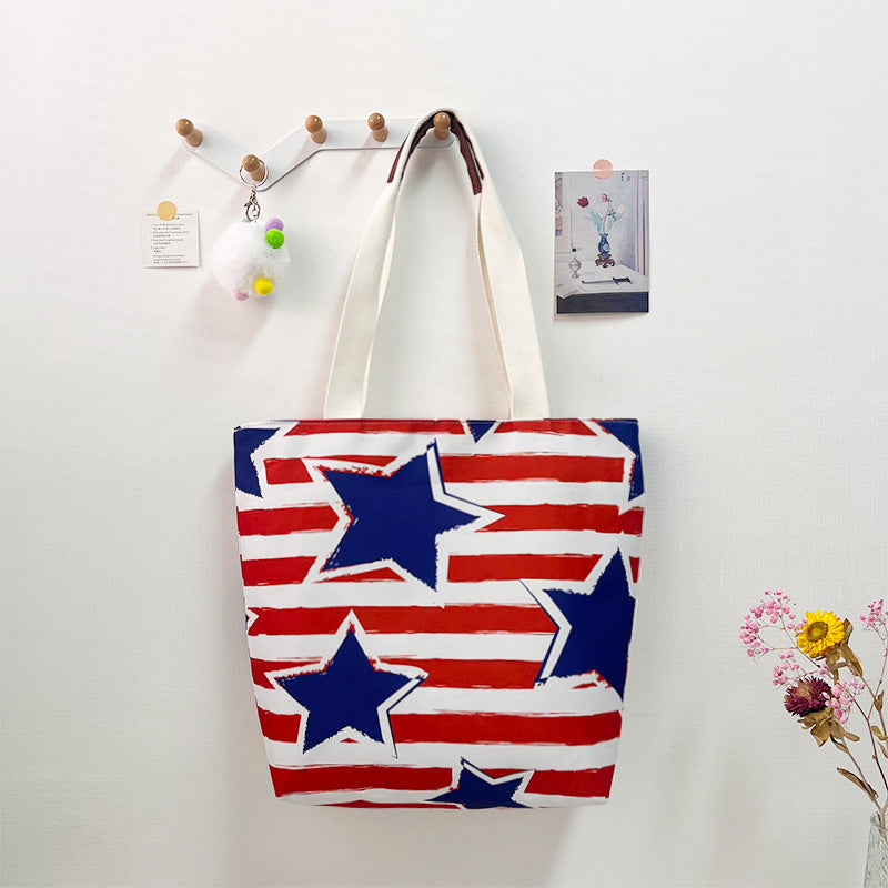 Patriotic Canvas Flag Spliced Shoulder Bag