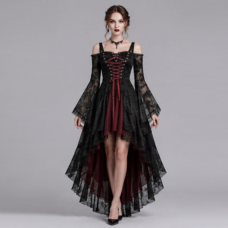 Halloween  Gothic Lace High-Low Dress Victorian Vampire