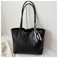 Minimalist PU Leather Tote Bag, Large Everyday Shoulder Handbag