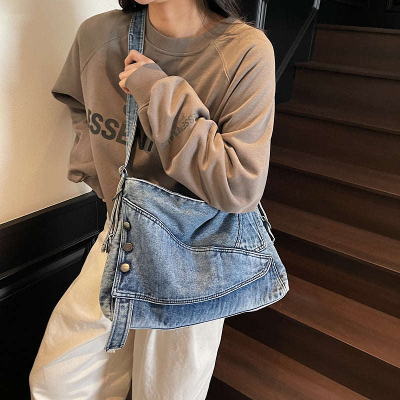 Women 2026 Retro Denim Crossbody Bag, Large Capacity Commuter Tote
