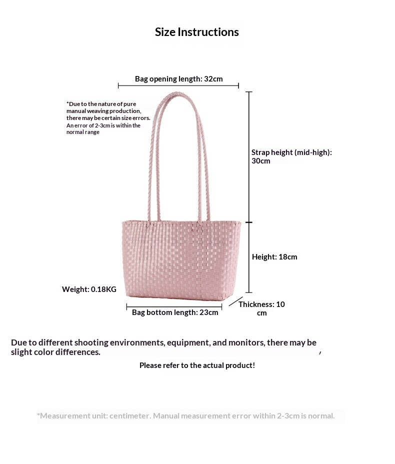 Colorful Lightweight Woven PVC Shoulder Tote Bag