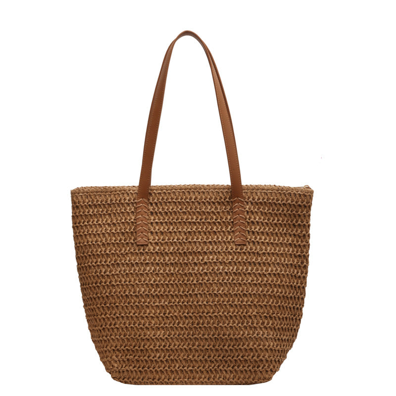 Women Straw Vacation 2026 Spring New Fashion Large Shoulder Tote Bag
