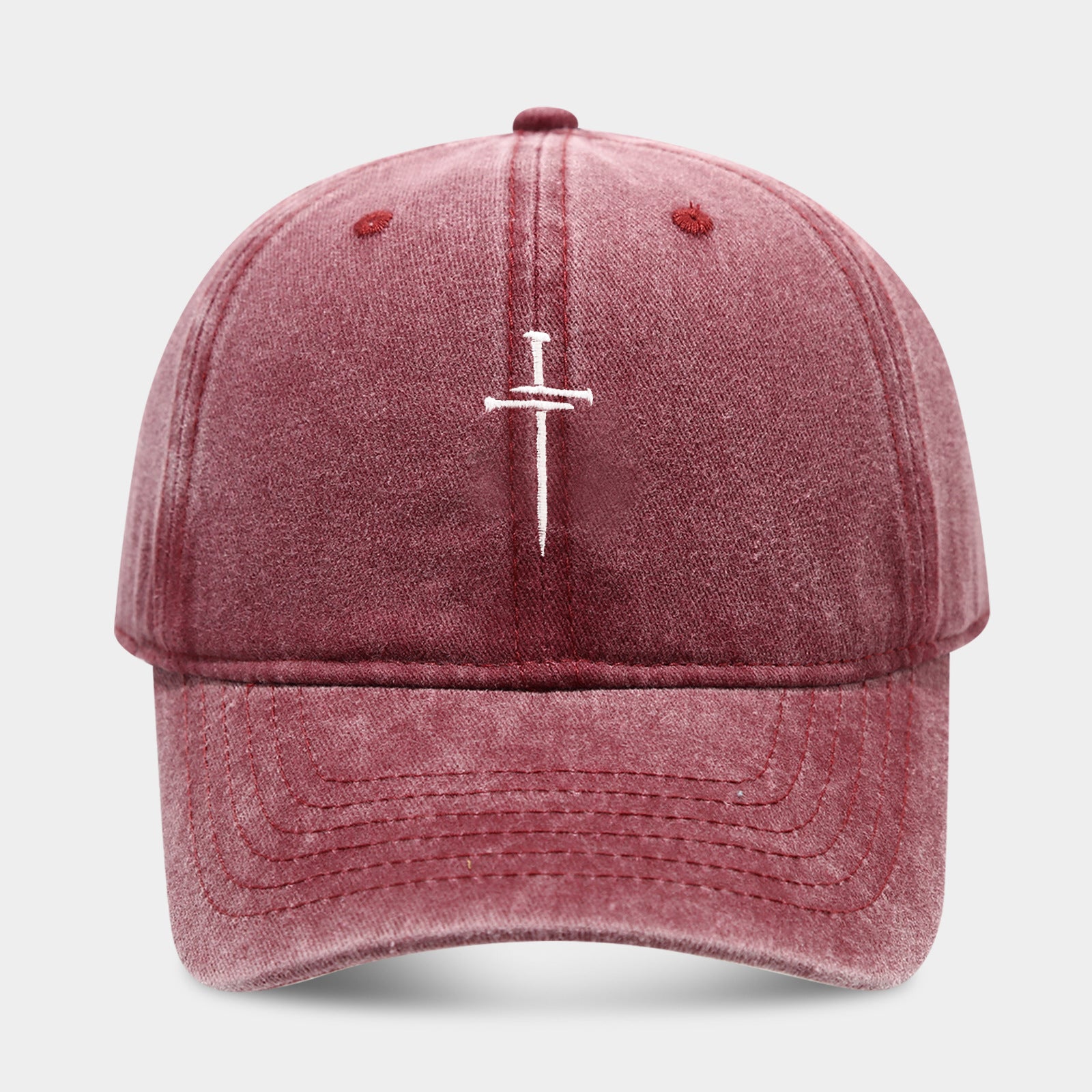 Washed Retro Cotton Embroidered Cross Baseball Cap