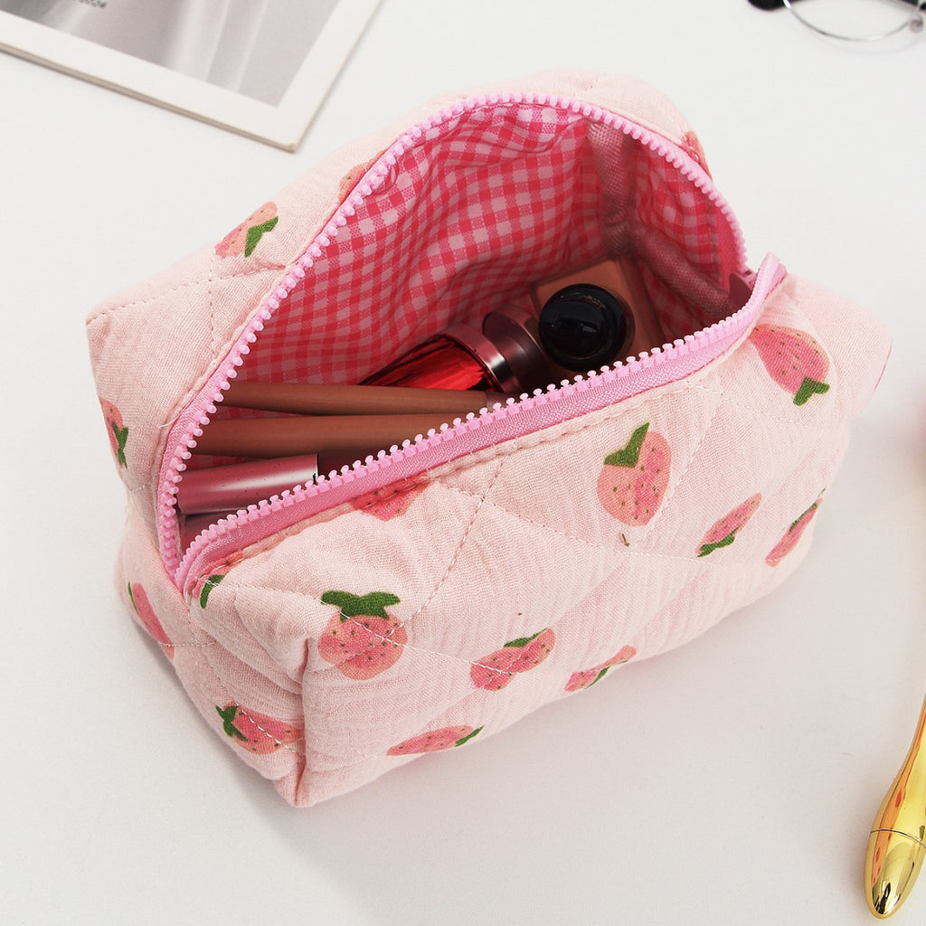 Quilted Cotton Large Capacity Cosmetic Toiletry Bag