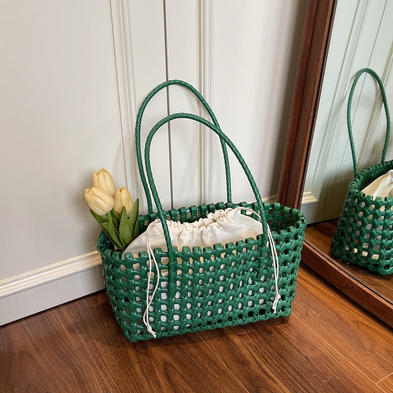 2026 Hollow Woven Summer Beach Shopping Shoulder Handheld Bag